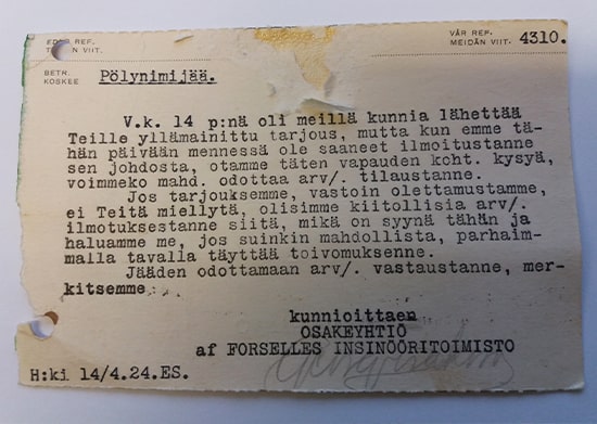 Liikekirjeenvaihtoa 1920-luvulta